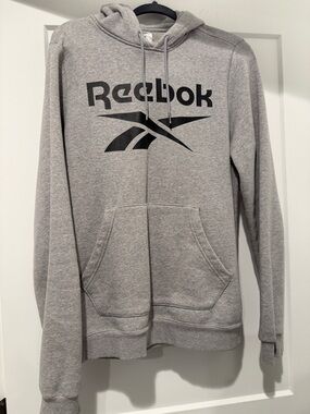 Reebok Gray Zip-Up Hoodie with Black Logo